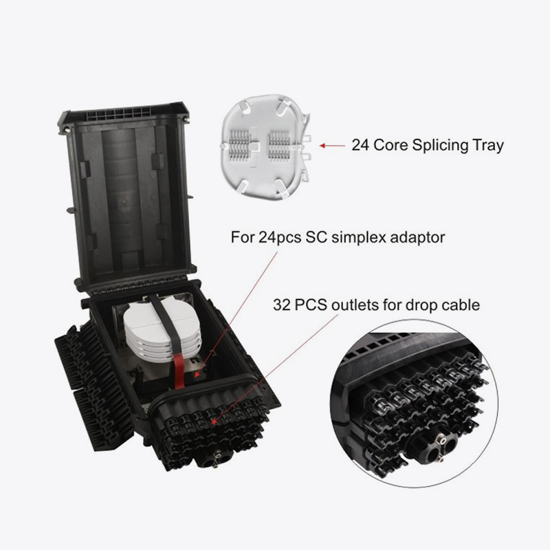 T6-088-E 96 Penutupan Splice Fiber Optik Teras / 32 Kotak FTTH Teras